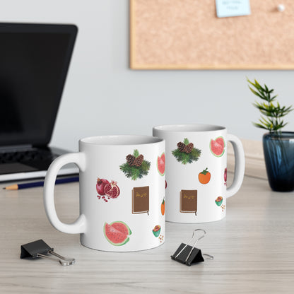 Mug: Yalda celebration  ماگ سفید طرح شب یلدا