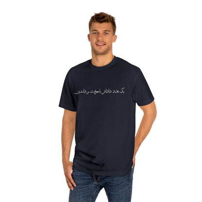 Men's T-Shirt with Farsi Text "One Amazing and Kind Brother" – تی‌شرت مردانه با متن فارسی "یک عدد داداش بامعرفت و و دلنشین"، با رنگ‌بندی