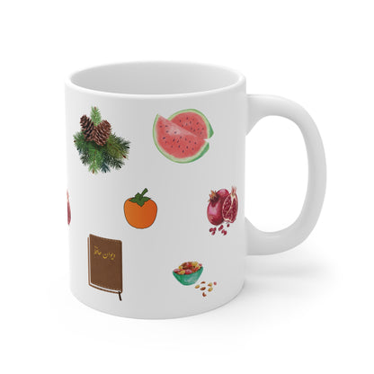 Mug: Yalda celebration  ماگ سفید طرح شب یلدا