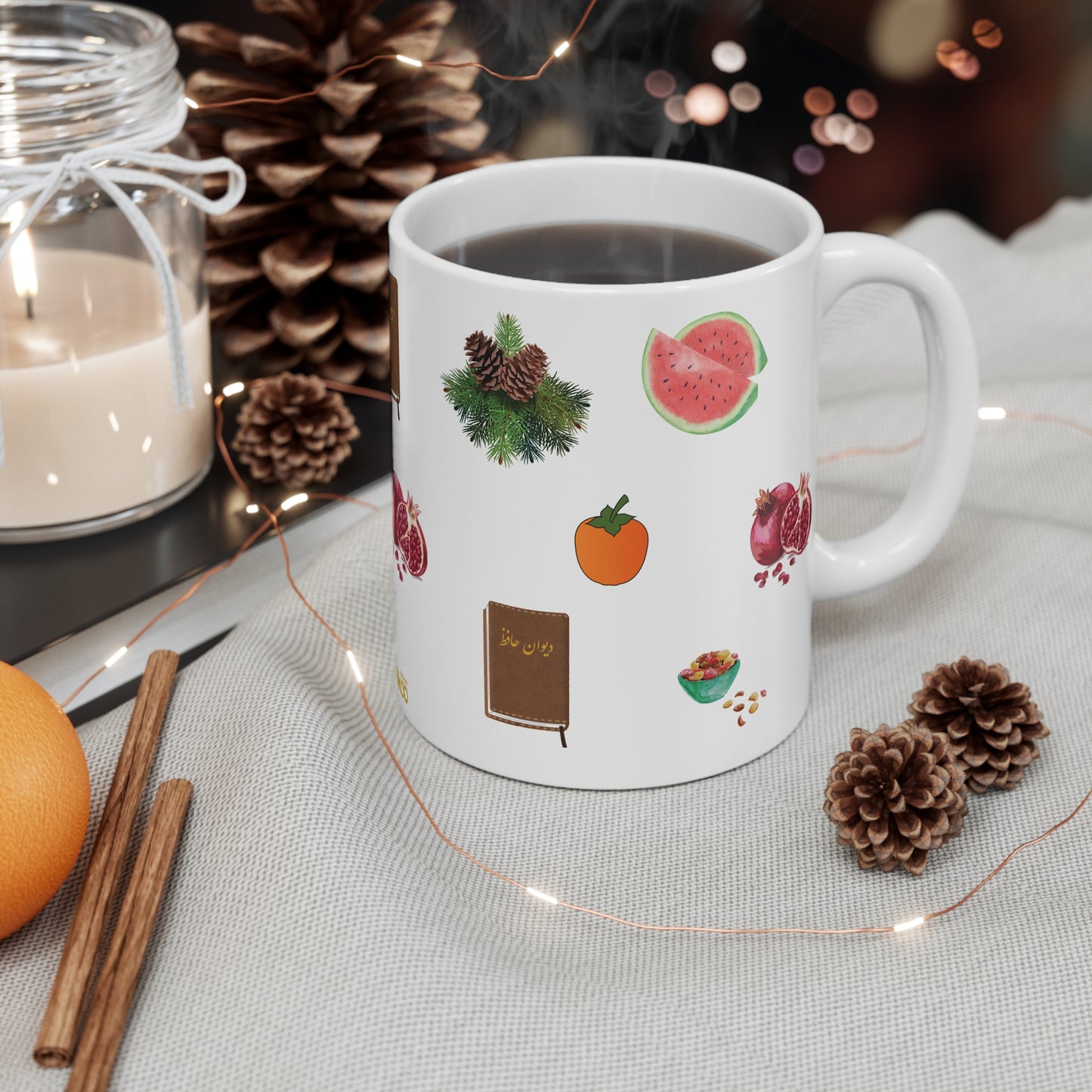 Mug: Yalda celebration  ماگ سفید طرح شب یلدا