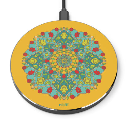 Wireless Charger with Persian Tazheeb and Shamse Design – شارژر بی‌سیم با طرح تذهیب و شمسه