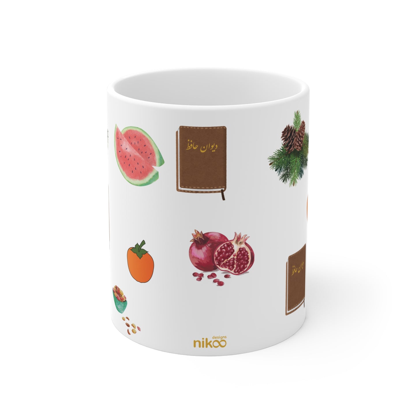 Mug: Yalda celebration  ماگ سفید طرح شب یلدا