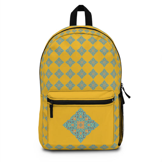 Yellow Backpack with Tazheeb/ کوله پشتی با شمسه صفا
