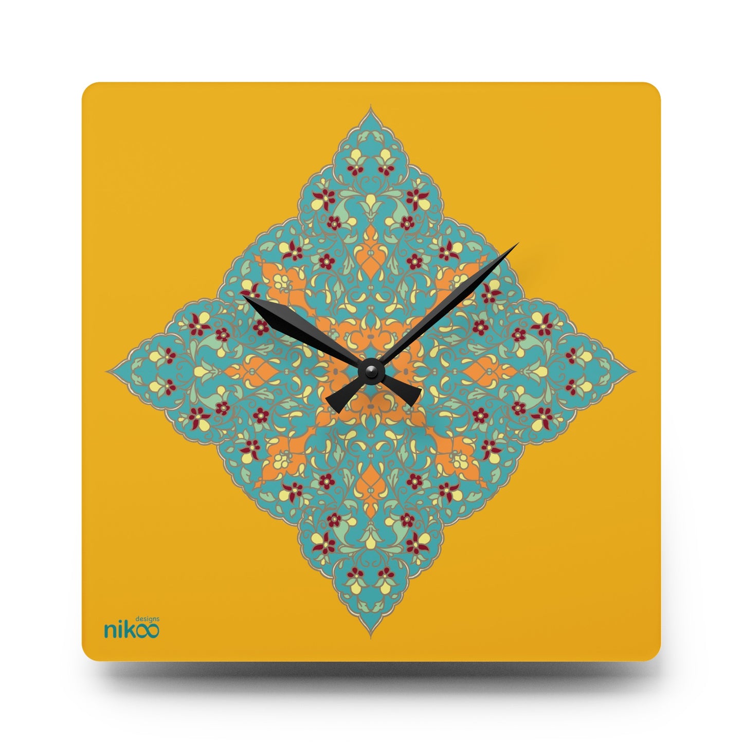 Acrylic Wall Clock/ ساعت دیواری با طرح تذهیب شمسه