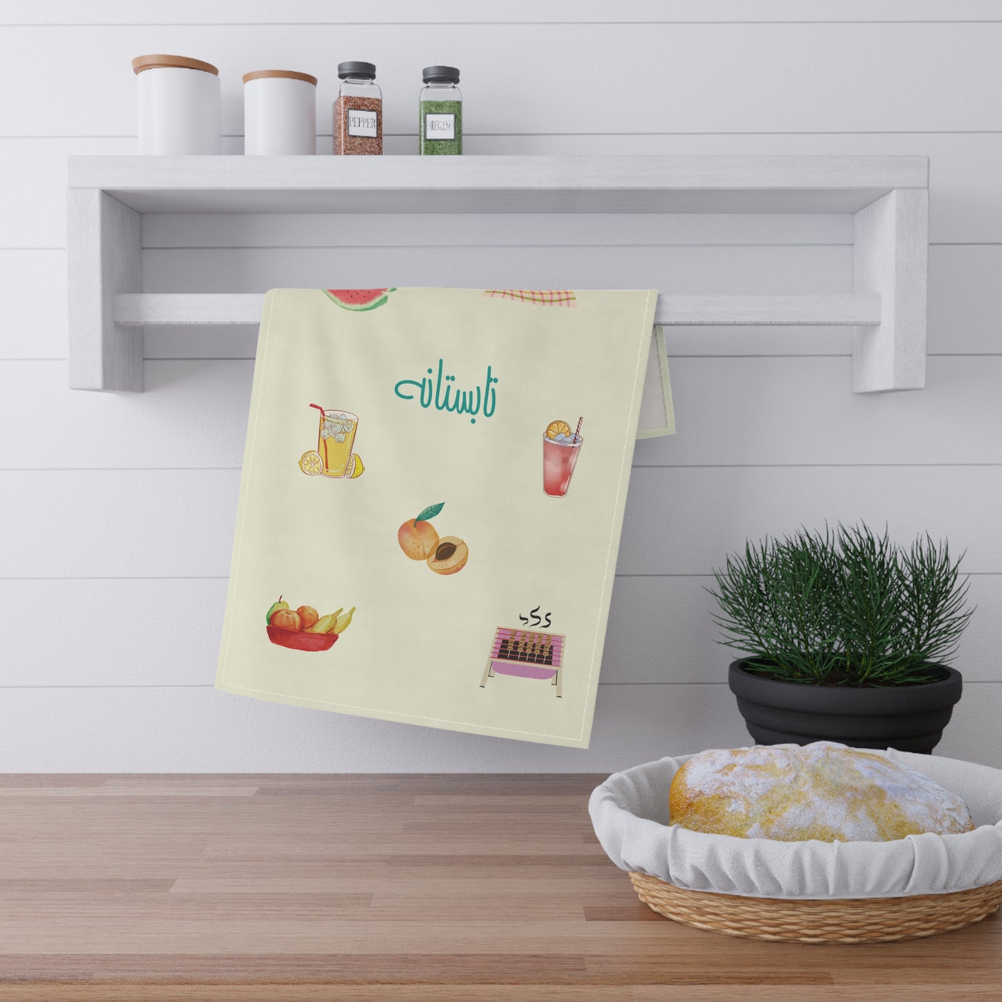 Kitchen Towel with Farsi Text "Summertime" – دستمال حوله‌ای آشپزخانه با متن فارسی "تابستانه"