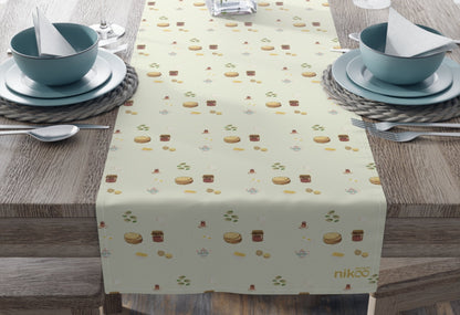 Table Runner with   and Traditional Breakfast Icons – رانر میز با  آیکون‌های صبحانه سنتی