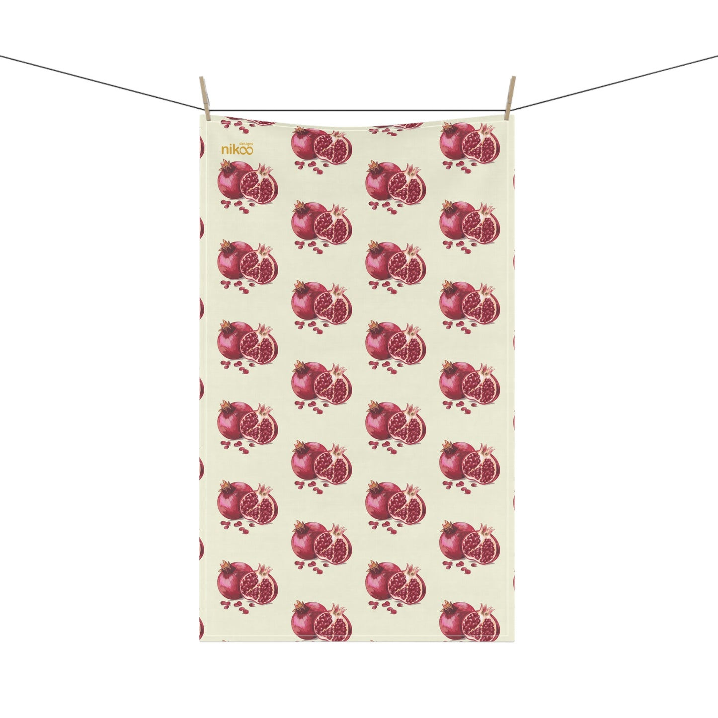 Cotton kitchen Towel with Pomegranate Icons, Perfect for Yalda and Persian Culture – دستمال حوله‌ای آشپزخانه با طرح انار، مناسب برای جشن یلدا و فرهنگ ایرانی