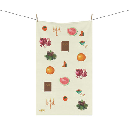 Kitchen Towel with Yalda Night Icons – دستمال حوله‌ای آشپزخانه با طرح‌ شب یلدا