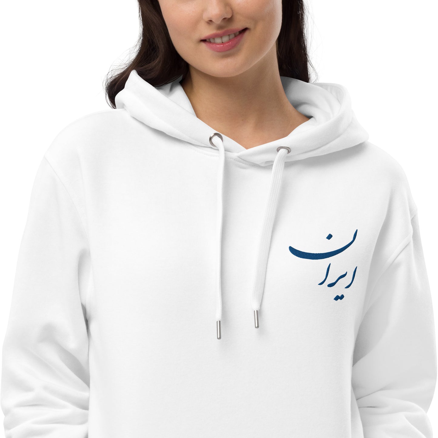 Women’s White Hoodie Embroidery Iran /آستین‌بلند کلاه‌دار (هودی) سفید زنانه نخ‌نوشت ایران