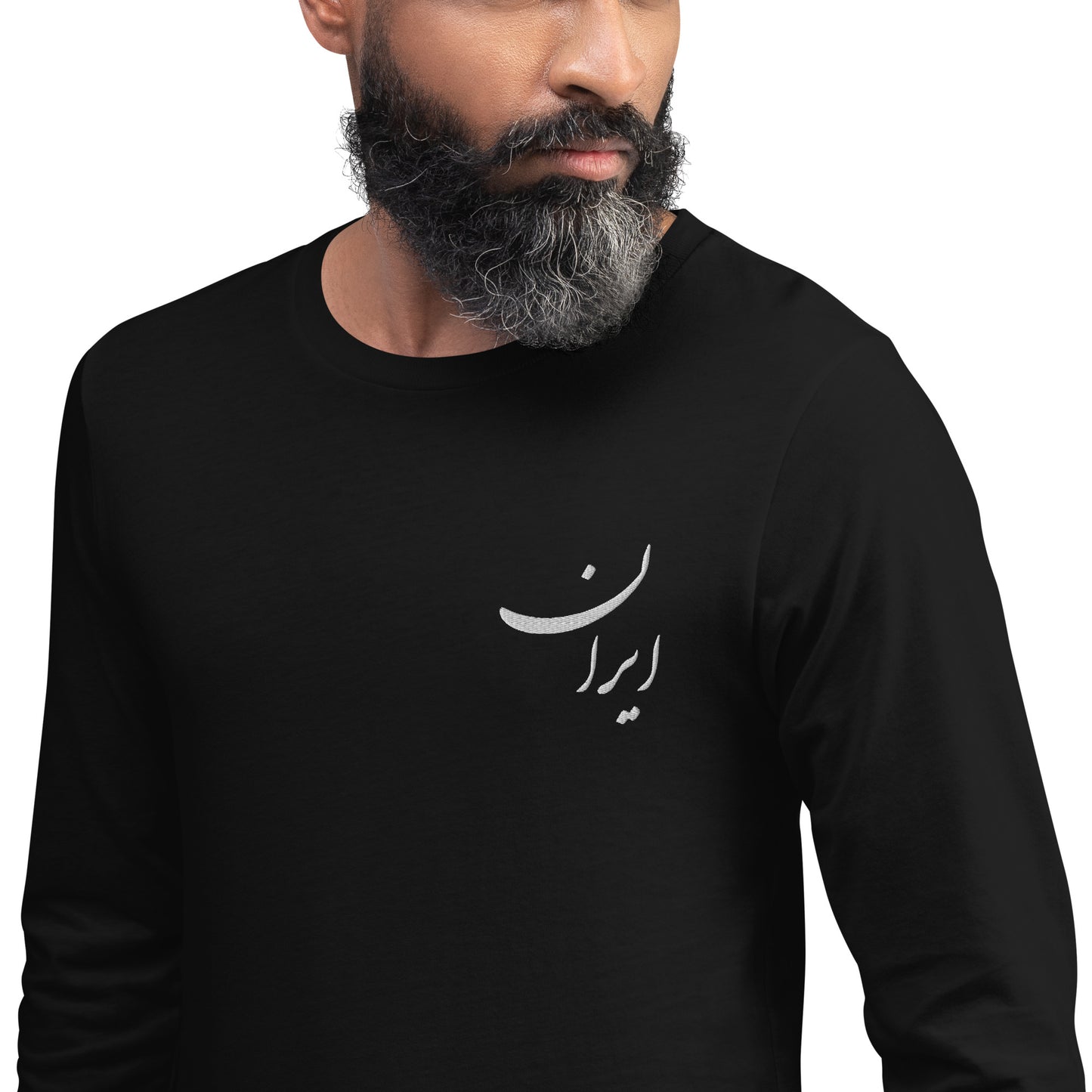 Men's Cotton Long Sleeve Tee Light Embroidery Iran /پیراهن نخی آستین‌بلند مردانه با نخ‌نوشت روشن ایران